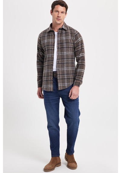 Tudors Erkek Slim Fit Dar Kesim Kareli Kışlık Oduncu Gömlek-42323 Kahverengi Tudors Erkek Slim Fit Dar Kesim Kareli Kışlık Oduncu Gömlek-42323 Kahverengi