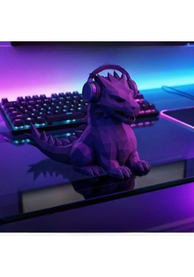 Happy3dworld Geometrik Ejderha Kulaklık Standı, 3d Baskı Heykel Gaming Aksesuarı