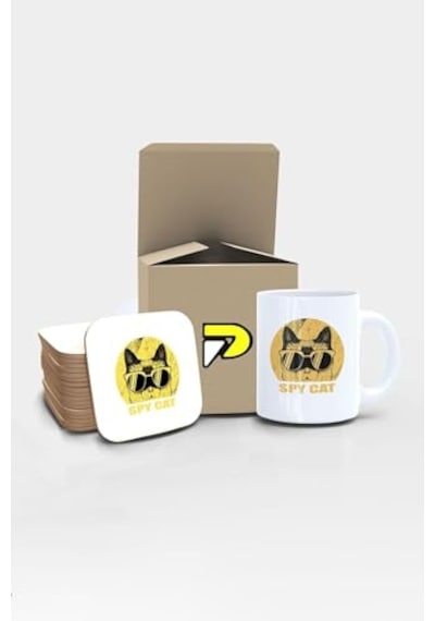 Tr Cat Casus Kedi Tasarımlı Baskılı Kupa Bardak Seti Eğlenceli Özel Hediye Mug Diğer