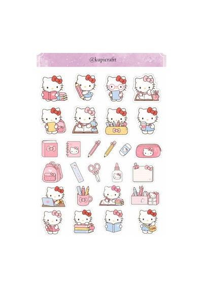 6 Sayfa Hello Kitty Sticker Seti Hello Kitty Temalı Ajanda Scrapbook Journal 0