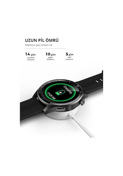 Aukey SW-2P-GY Smart Watch 3.7 Cm Lcd Ekran Ip67 Akıllı Saat (Distribütör Garantili)