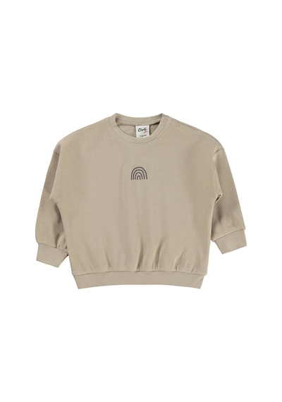 Civil Baby Gökkuşağı Baskılı 3-18 Ay Sweatshirt - Bej Vizon Melanj