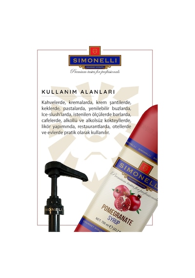 Simoenlli Kahve Şurubu Nar Aromalı 700 ML + Pompa Simonelli
