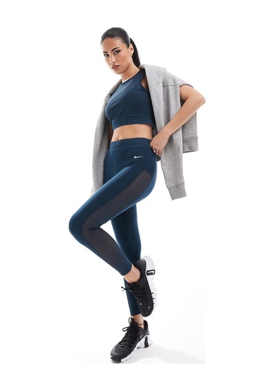 Nike Pro Training Mid Rise 7/8 Mesh Panelled Leggings Kadın Örgü Panelli Antreman Taytı Lacivert Lacivert Nike Pro Training Mid Rise 7/8 Mesh Panelled Leggings Kadın Örgü Panelli Antreman Taytı Lacivert Lacivert