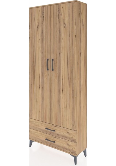 Arges Dolap 5 Raflı 2 Çekmeceli 2 Kapaklı 88x30x221 Çam-çam Atlas Çam