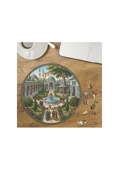 Osmanlı Saray Bahçesi Tasarımlı Özel Kesim Yuvarlak 272 Parça Ahşap Puzzle Mpda686