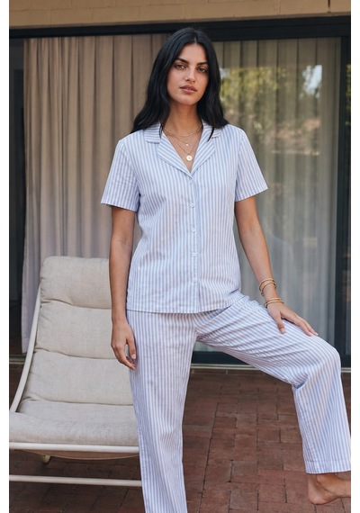 Viskon Karışım Homewear Mavi Pijama Takımı
