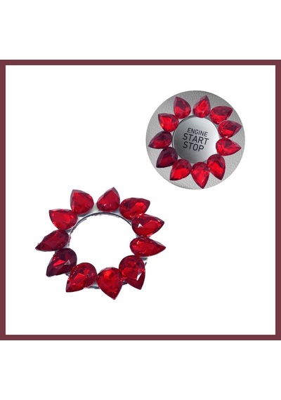 Storeşahin Kristal Damla Taşlı Start Stop Düğme Halkası Kırmızı Shn0720