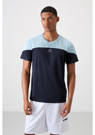 Tommy Life Lacivert Polyester Nefes Alan Dokulu İnce Esnek Standart Fit Erkek Performans T-shirt - 88386 Lacivert