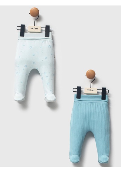 Moi Noi Baby Moi Noi 2li Baskılı Tek Alt Bebe - Mavi