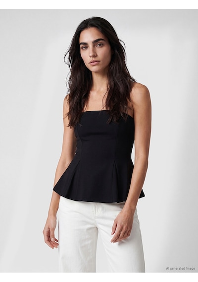 Lcw Vision Siyah Straplez Yaka Peplum Korse Bluz