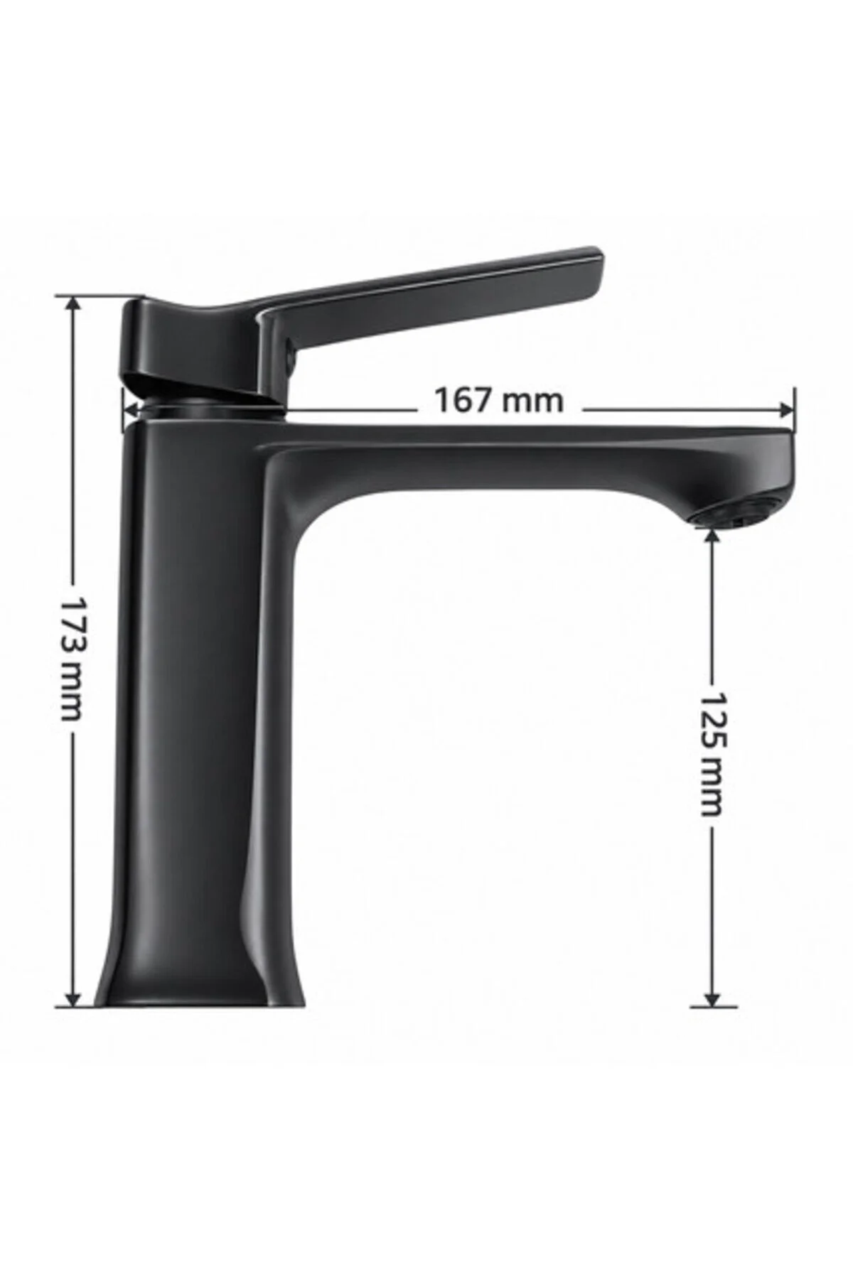 Jasper Mat Siyah Lavabo Bataryası Tek Kollu Modern Kare Tasarım Banyo Musluğu