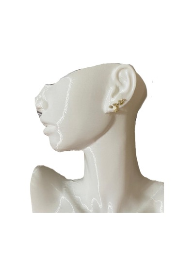 Zirkon Taşlı Yıldız Tasarım Tragus Helıx Kıkırdak Pearsıng Küpe 1adet Altın