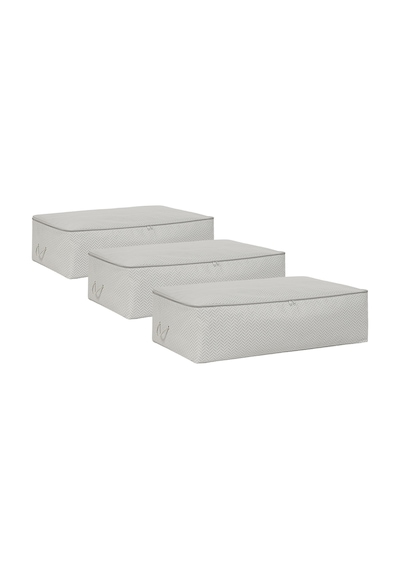 Ocean Home Textile 3'lü Mega Boy Gri Balıksırtı Baza Altı Hurç Set 74 x 46 x 22 cm