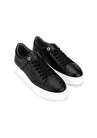 Tamer Tanca Kadın Hakiki Deri Siyah Floter Sneakers & Spor Ayakkabı 04 503 Bn Ayk Y25 Sıyah Fltr Siyah