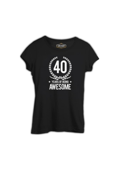 Awesome 40 Years Siyah Bayan Tshirt