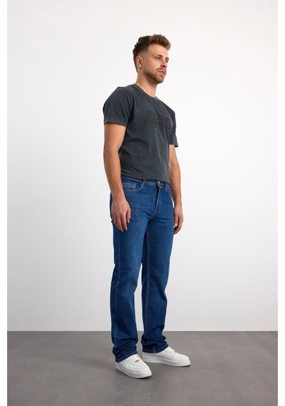 76077-73604 Erkek Regular Fit Mıd Waıst Mid Leg Denim Pantolon 76077-73604 Blue