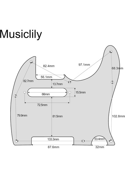 Telecaster Pickguard Beyaz Renk 3 Katlı 8 Delik