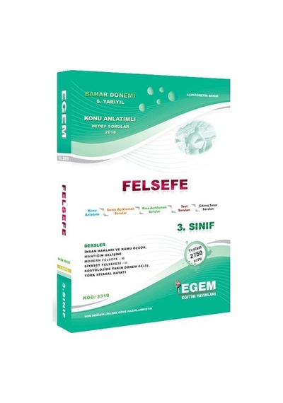 Egem Aöf Felsefe Ve 3,4,5,6 ,dönem 2-3. Sınıf Konu/soru