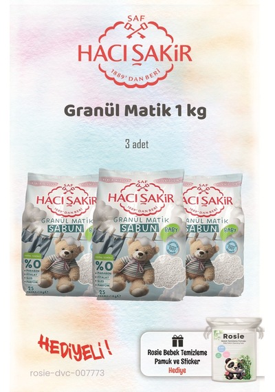 Hacı Şakir 3 Adet Baby Granül Matik 1 Kg Ve Rosıe