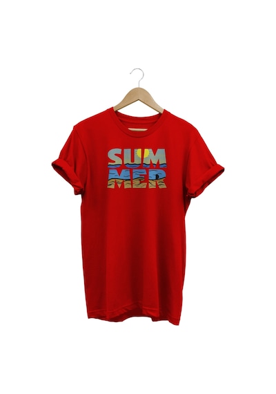 Summer Baskılı Kırmızı T-shirt kırmızı