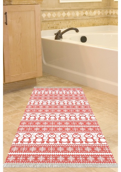 Alanur Home Kaymaz Dijital Mutfak & Salon Halı Trend Saçaklı E5184 Kırmızı