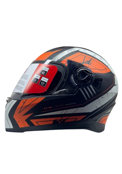 Kask Bgc Full Face Vizörlü Kask Mat Siyah - Turuncu