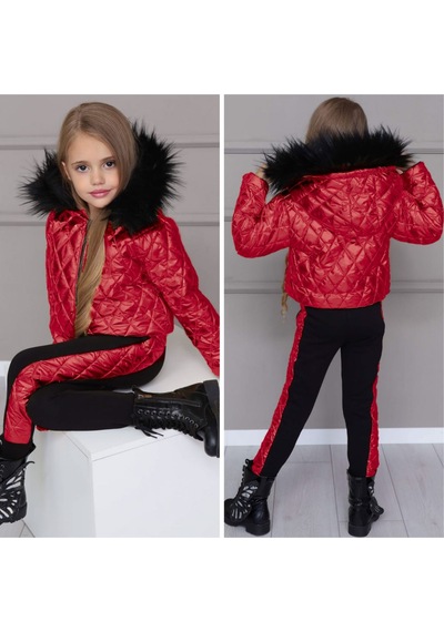 Kız Çocuk Kapitone Mont & Şeritli Eşofman 2 Li Takım 2/12 Yaş - 31476 Çok Renk
