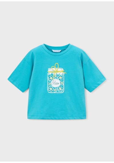 Mayoral Kız Çocuk Oversize Baskılı Tshirt Mavi