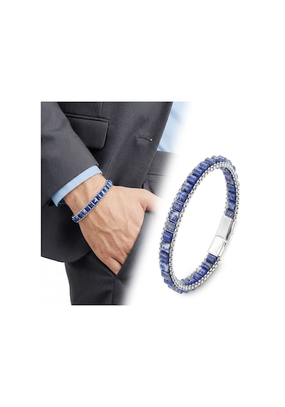 Premium Lapis Doğal Taşlı Hasır Örgü Zincirli Erkek Çelik Bileklik 31832b28d17 - 20 Cm Gümüş - Mavi