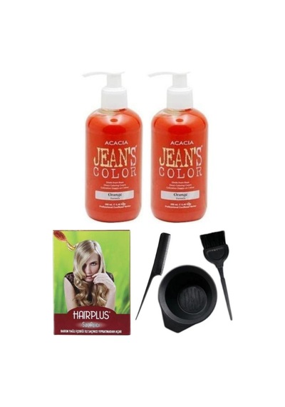 Jeans Color Saç Boyası Turuncu 250ml 2ad, Saç Açıcı Ve Fluweel Boya Seti
