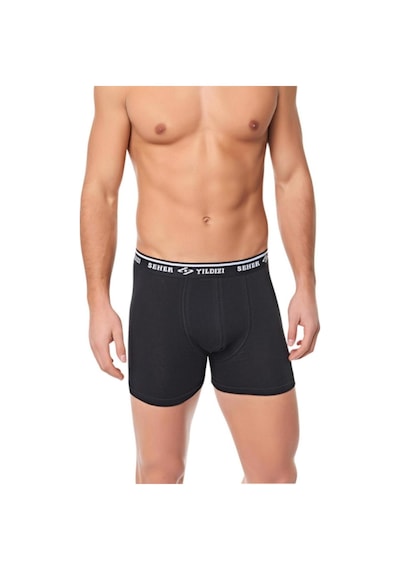 0060 5 Li Likralı Erkek Boxer Siyah-gri Siyah Gri