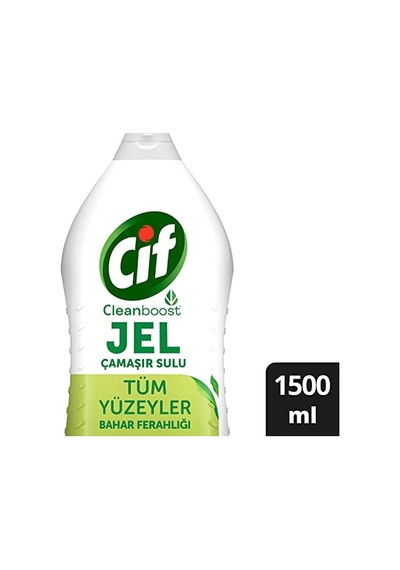 Cif Jel Yüzey Temizleyici Cleanboost Tüm Yüzeyler İçin Leke Çıkarıcı Çamaşır Sulu Bahar Ferahlığı 1500 Ml