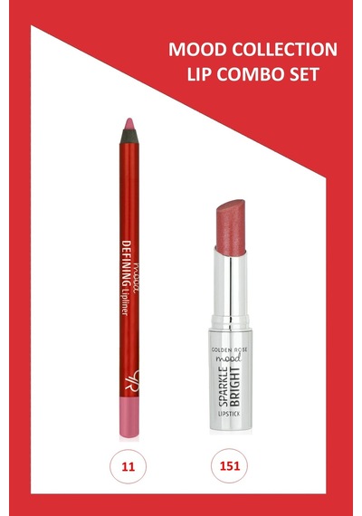 Mood Lip Combo Set - Defining Dudak Kalemi No:11 - Sparkle Bright Ruj No:151 00