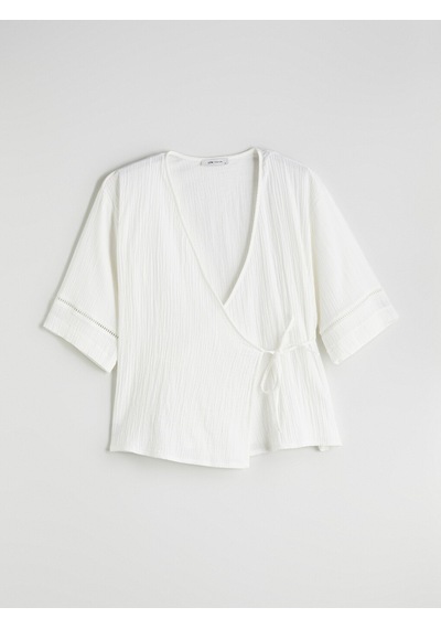 Lcw Vision Beyaz V Yaka Dokulu Oversize Kadın Kimono