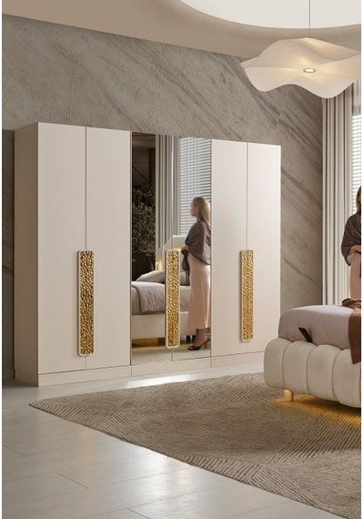 Lazıo 2+2+2 6 Kapılı Dolap Bej