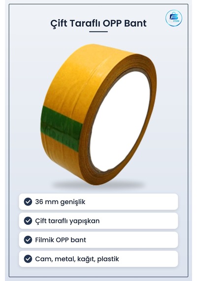 Çift Taraflı Opp Filmik Bant 36 Mm X Yrd Yapışkan Mobilya Plastik
