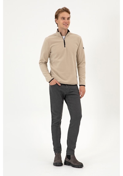 U.S. Polo Assn. Erkek Regular Fit Koyu Bej Polar Yarım Fermuarlı Basic Sweatshirt 50313777-VR088