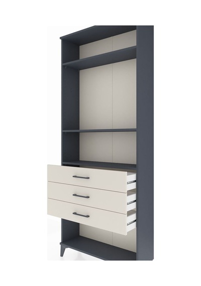 Arges Dolap 3 Raflı 3 Çekmeceli 88x30x221 Antrasit-aytaşı Antrasit