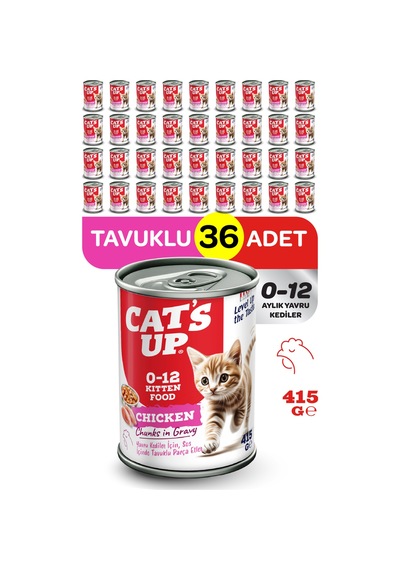 Cats Up Yaş Yavru Kedi Maması Tavuklu 415gr 36lı