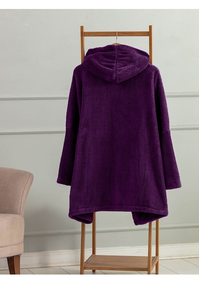 Mulberry Wellsoft Kapşonlu Giyilebilir Tv Battaniyesi Unise x Over Size - Mor