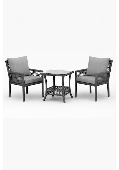 Oslo Raddan 1+1 Bistro Set Minderli 2 Kişilik Raddan Oturma Grubu Camlı Sehpa Bahçe Balkon Teras Set Antrasit Antrasit Oslo Raddan 1+1 Bistro Set Minderli 2 Kişilik Raddan Oturma Grubu Camlı Sehpa Bahçe Balkon Teras Set Antrasit Antrasit