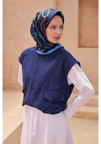 Belli İpek Eşarp - 4113-80 Lacivert Twill