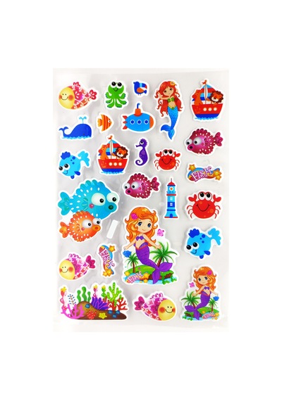 Sticker Kabartmalı A4 Boyutunda Stiker Defter, Planlayıcı Etiket - Lim010 - Sevimli Balıklar