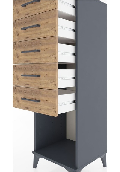 Hyperion Dolap 5 Çekmeceli 44x44x134 Antrasit-çam Antrasit