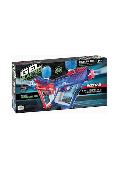 Gel Blaster Nova Double Blast 2 Li Jel Oyuncu Seti, Kırmızı-mavi Nerf, Oyuncak Tabanca