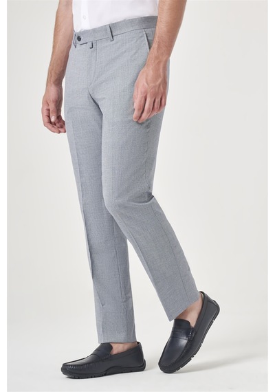 İmza Mavi Yan Cep Filafil Desen Slim Fit Esnek Pantolon 1003260152