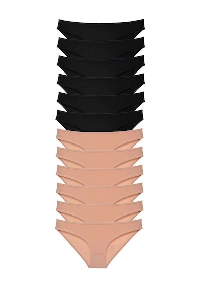 12 Adet Süper Eko Set Likralı Kadın Slip Külot Siyah Ten Beden: Xl Standart