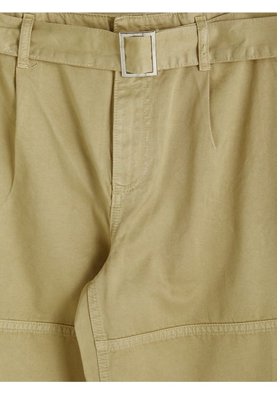 LC Waikiki Lc Waıkıkı Kahverengi Kemerli Wideleg Kadın Kargo Jean Pantolon