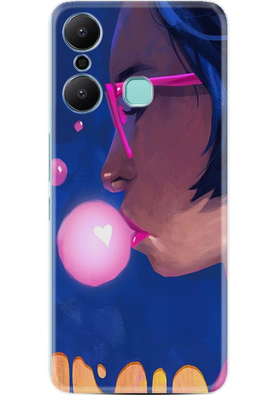 Infinix Hot 20 Play Kılıf Silikon Desen Özel Seri Sakız ve Kız 1767